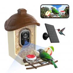 Bird Feeder with Camera, 2K HD Live Video, Smart Bird Cam Solar Powered with AI Birds Species Identification